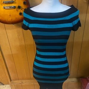 Striped Black and Teal Dress